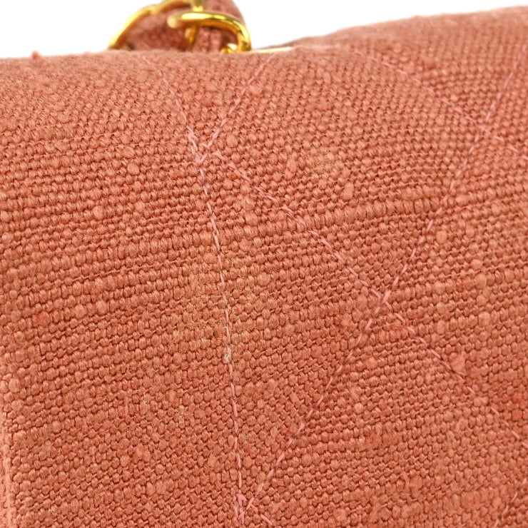 Chanel Pink Linen Small Diana Shoulder Bag