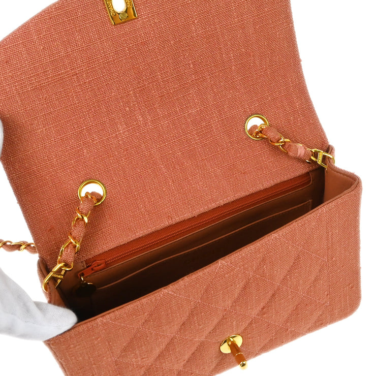 Chanel Pink Linen Small Diana Shoulder Bag