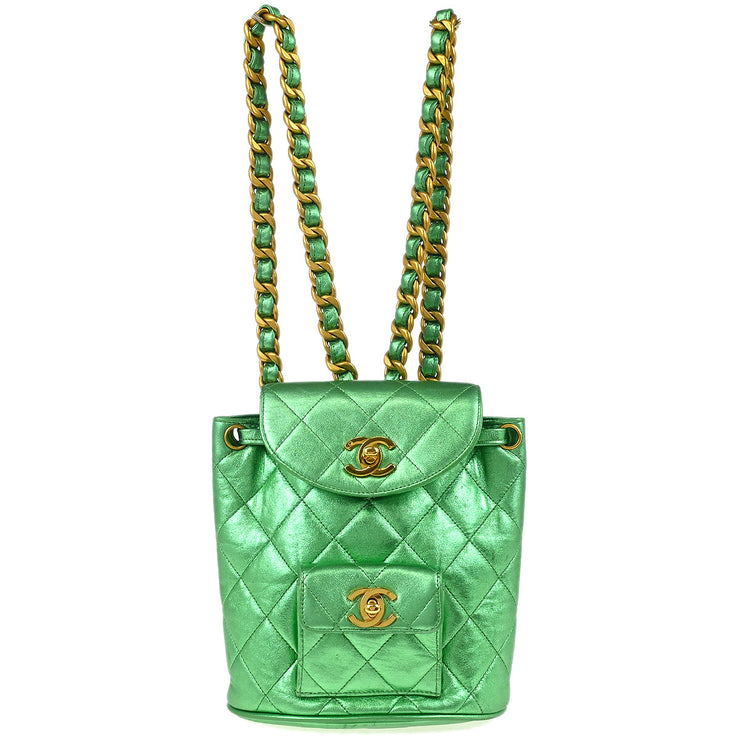 Chanel Green Lambskin Duma Backpack Small