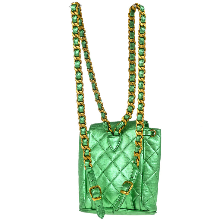 Chanel Green Lambskin Duma Backpack Small