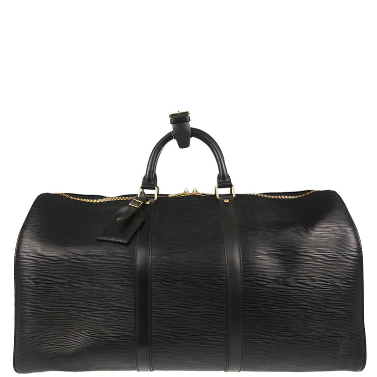 Louis Vuitton Black Epi Keepall 50 Travel Handbag M42962