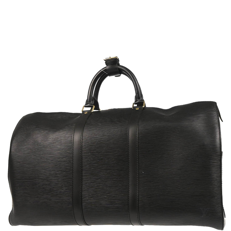 Louis Vuitton Black Epi Keepall 50 Travel Handbag M42962