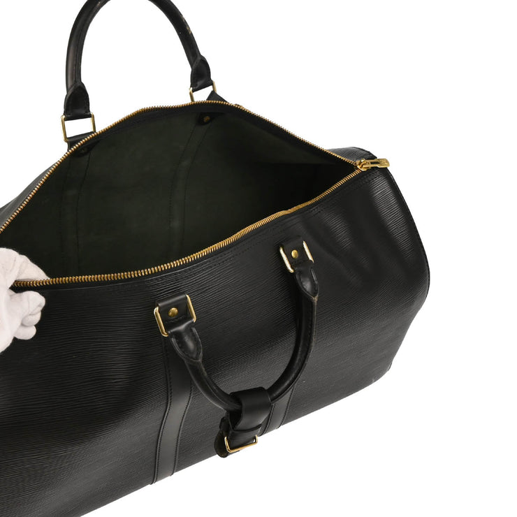 Louis Vuitton Black Epi Keepall 50 Travel Handbag M42962