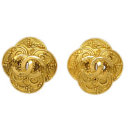 Chanel Clover Earrings Clip-On Gold 96A