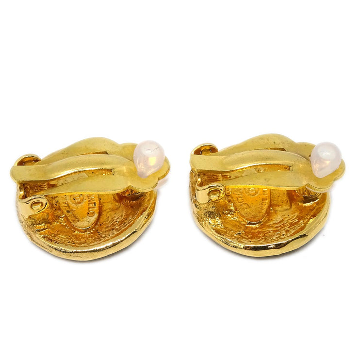 Chanel Button Earrings Clip-On Gold