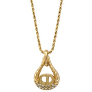 Christian Dior Necklace Pendant Gold Rhinestone