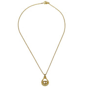 Christian Dior Necklace Pendant Gold Rhinestone