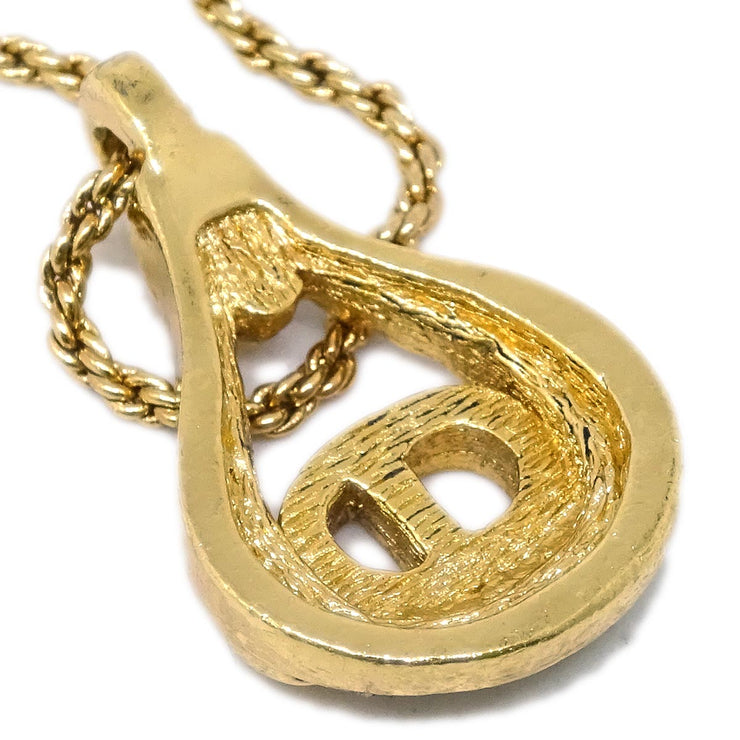 Christian Dior Necklace Pendant Gold Rhinestone