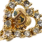 Christian Dior Gold Heart Earrings Clip-On Rhinestone