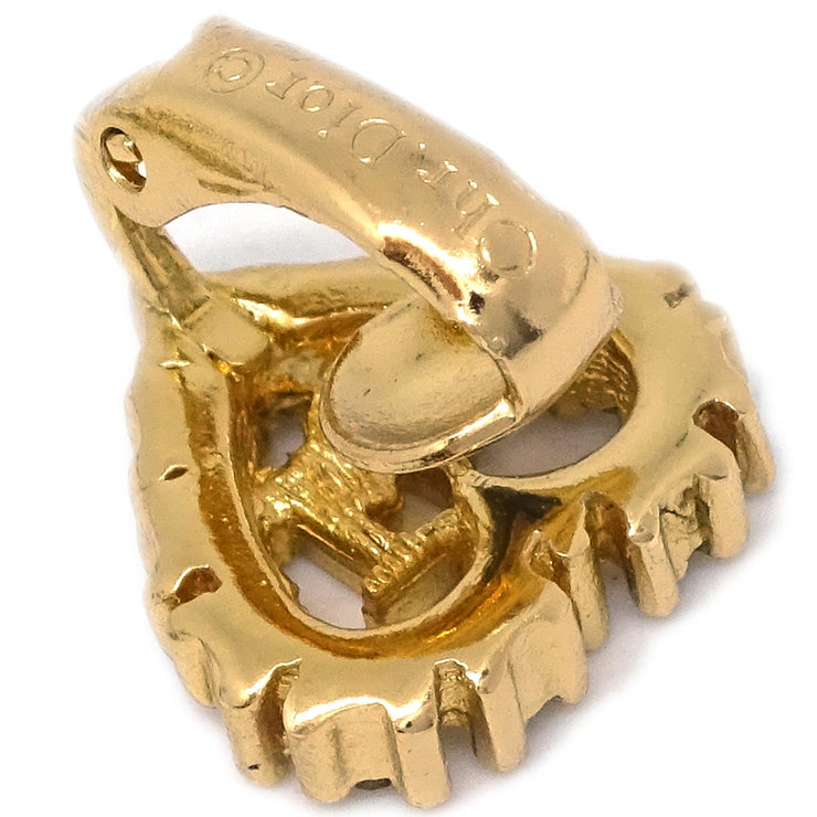Christian Dior Gold Heart Earrings Clip-On Rhinestone