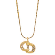 Christian Dior Necklace Pendant Gold Rhinestone
