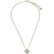 Christian Dior Necklace Pendant Gold Rhinestone