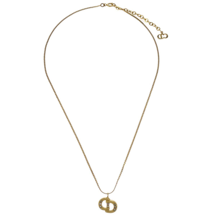 Christian Dior Necklace Pendant Gold Rhinestone