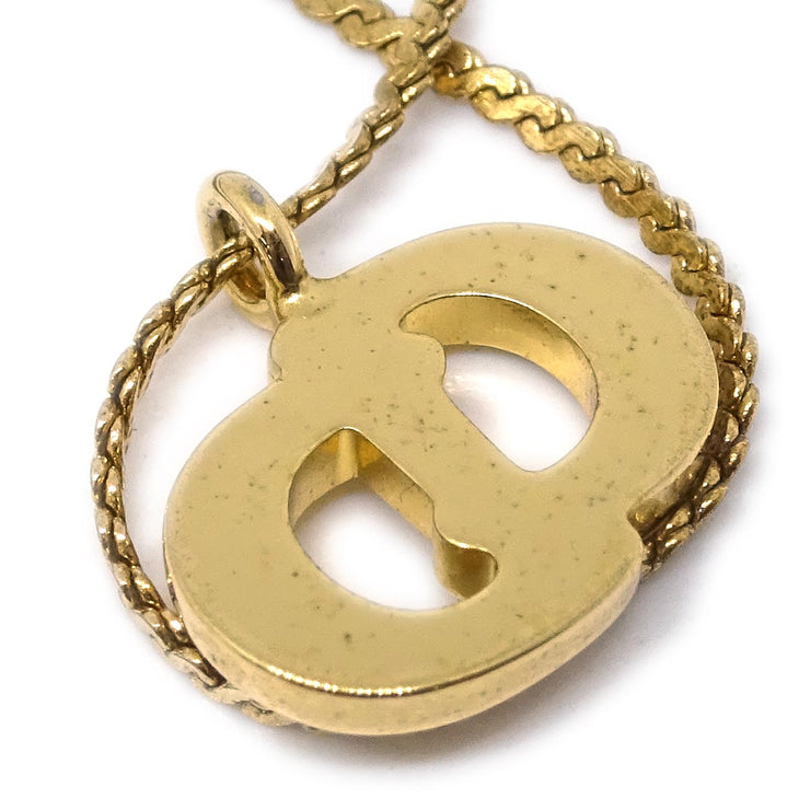 Christian Dior Necklace Pendant Gold Rhinestone