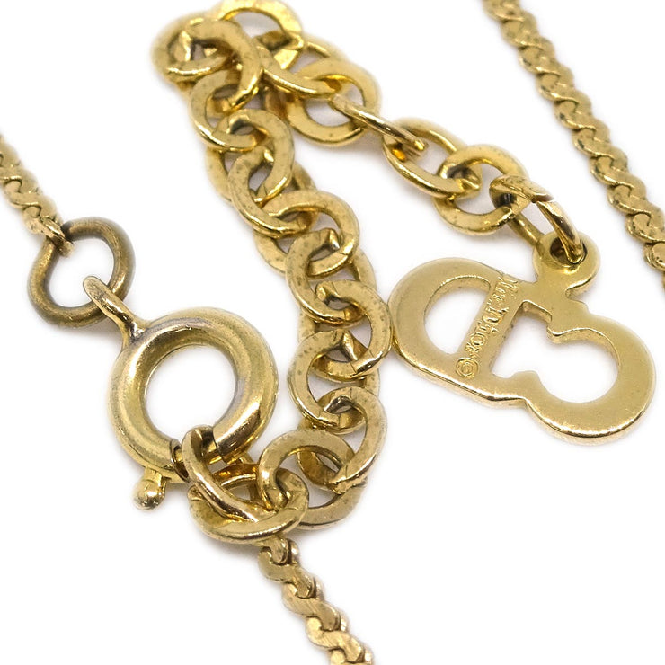 Christian Dior Necklace Pendant Gold Rhinestone
