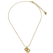 Christian Dior Necklace Pendant Gold Rhinestone