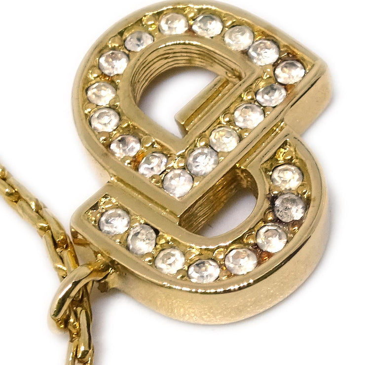 Christian Dior Necklace Pendant Gold Rhinestone