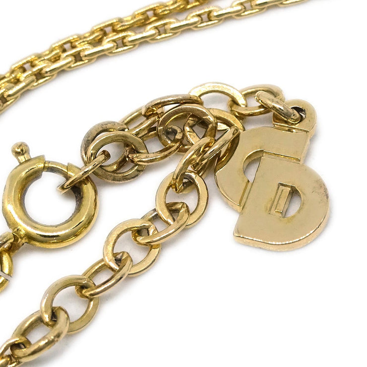 Christian Dior Necklace Pendant Gold Rhinestone