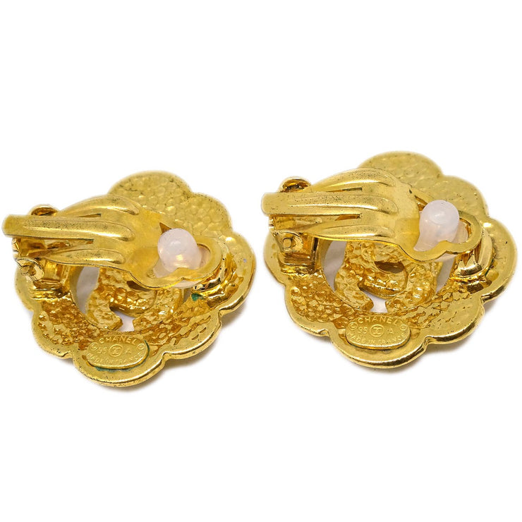 Chanel Rhombus Earrings Clip-On Gold 95A