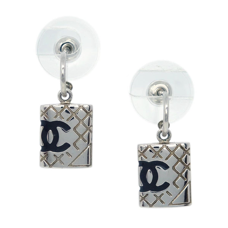 Chanel Silver Dangle Cambon Ligne Piercing Earrings 05C