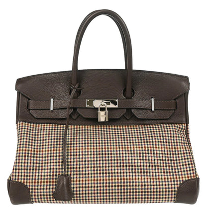 Hermes 2007 Ebene Lainage Taurillon Clemence Birkin 35 Handbag