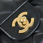 Chanel Black Lambskin Medium Classic Double Flap Shoulder Bag