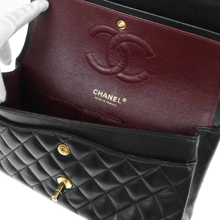Chanel Black Lambskin Medium Classic Double Flap Shoulder Bag