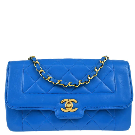 Chanel 1989-1991 Blue Lambskin Shoulder Bag