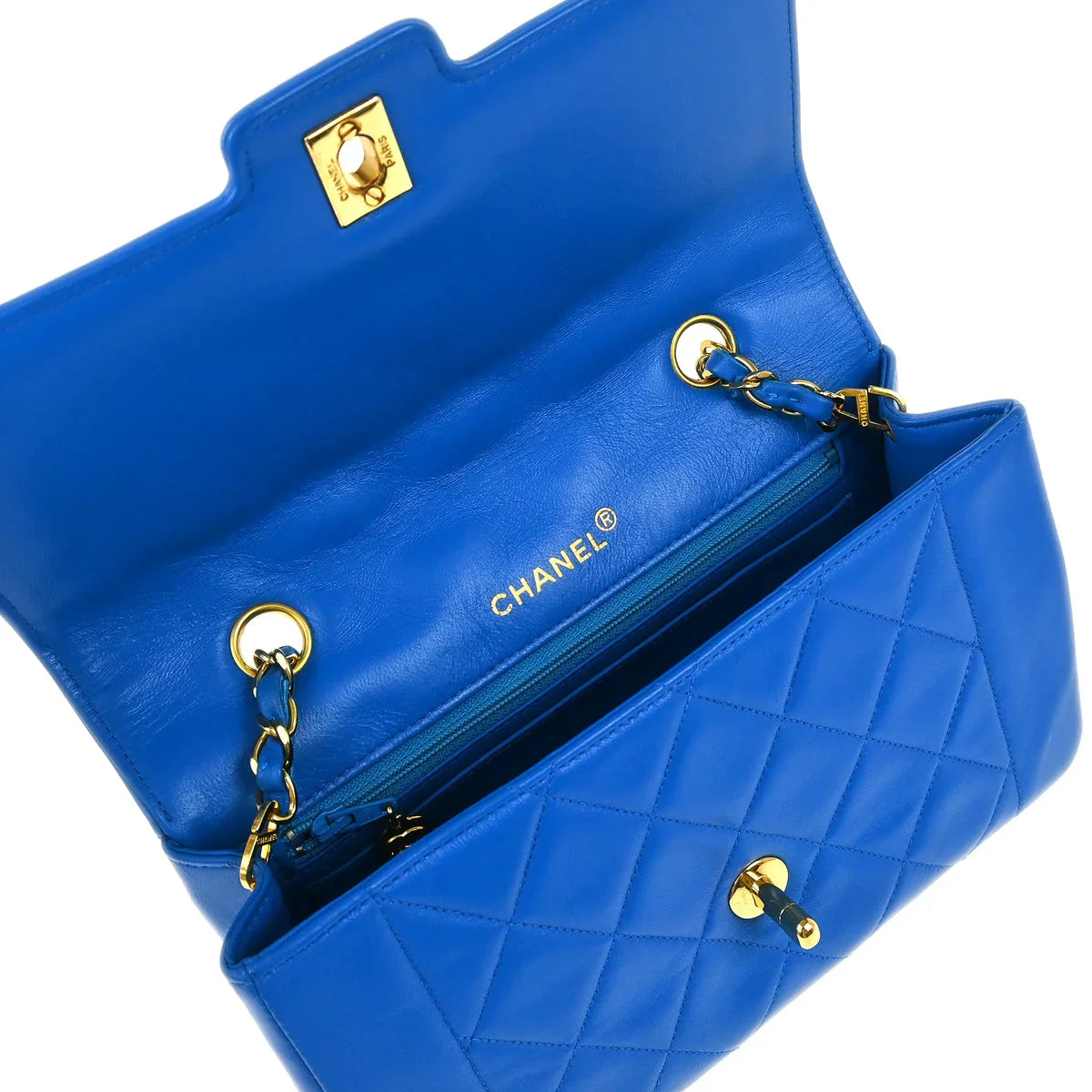 Chanel 1989-1991 Blue Lambskin Shoulder Bag