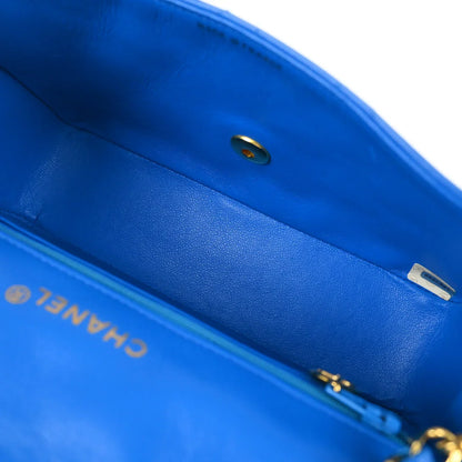 Chanel 1989-1991 Blue Lambskin Shoulder Bag