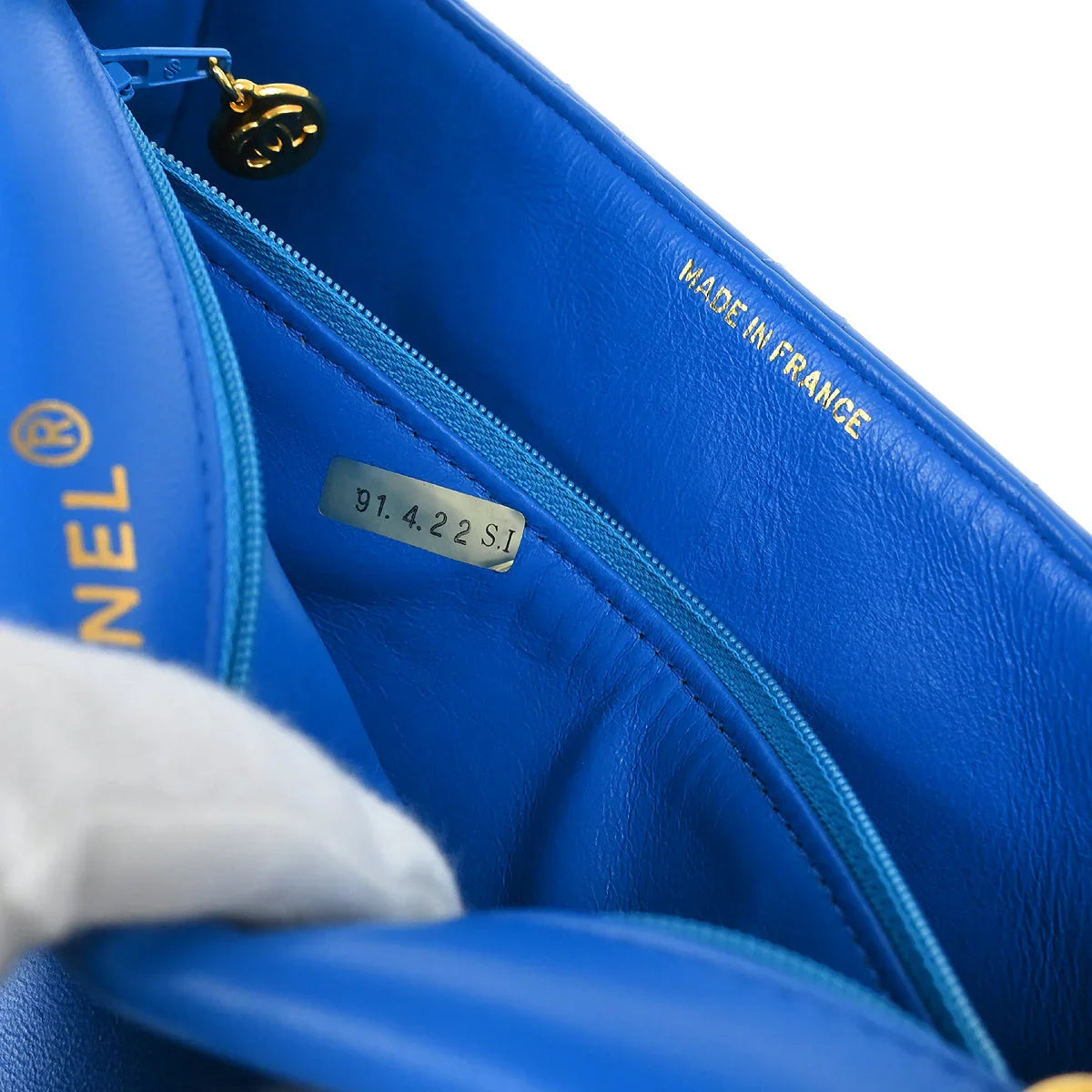 Chanel 1989-1991 Blue Lambskin Shoulder Bag