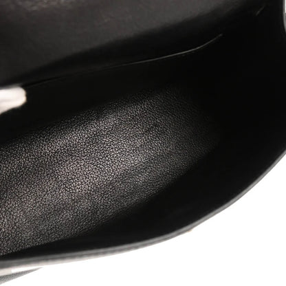 Hermes Black Evergrain Kelly Pochette Handbag