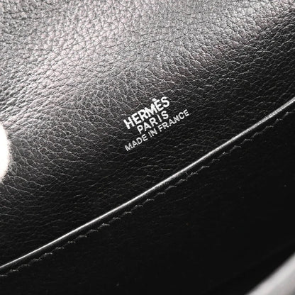 Hermes Black Evergrain Kelly Pochette Handbag