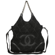 Chanel Black Wool 2way Shoulder Handbag