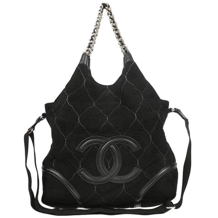 Chanel Black Wool 2way Shoulder Handbag