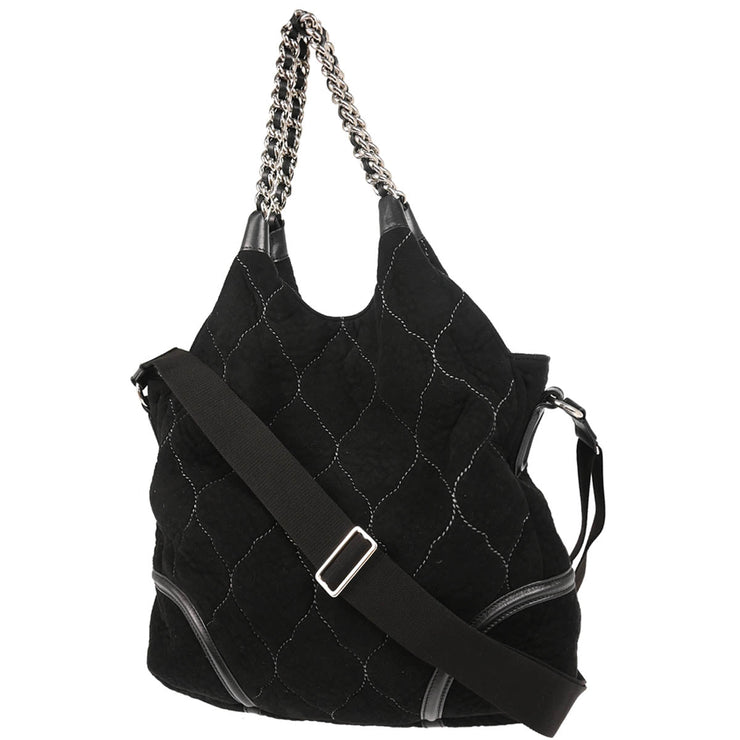 Chanel Black Wool 2way Shoulder Handbag
