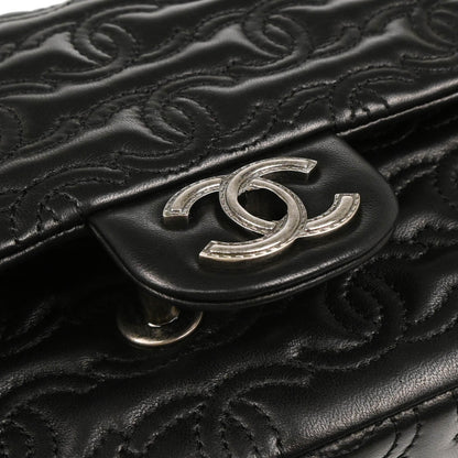 Chanel 2014 Black Lambskin CC Stitch Single Flap Shoulder Bag