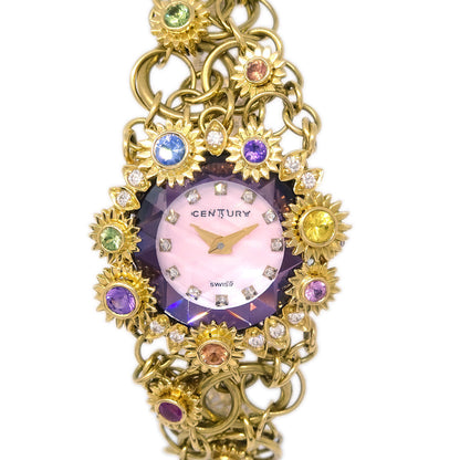 Century Time Gem Leela Quartz Watch 18KYG Diamond Sapphire