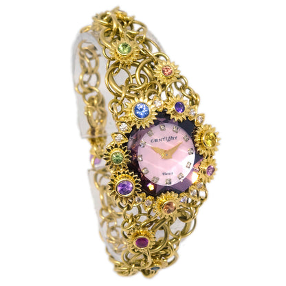 Century Time Gem Leela Quartz Watch 18KYG Diamond Sapphire