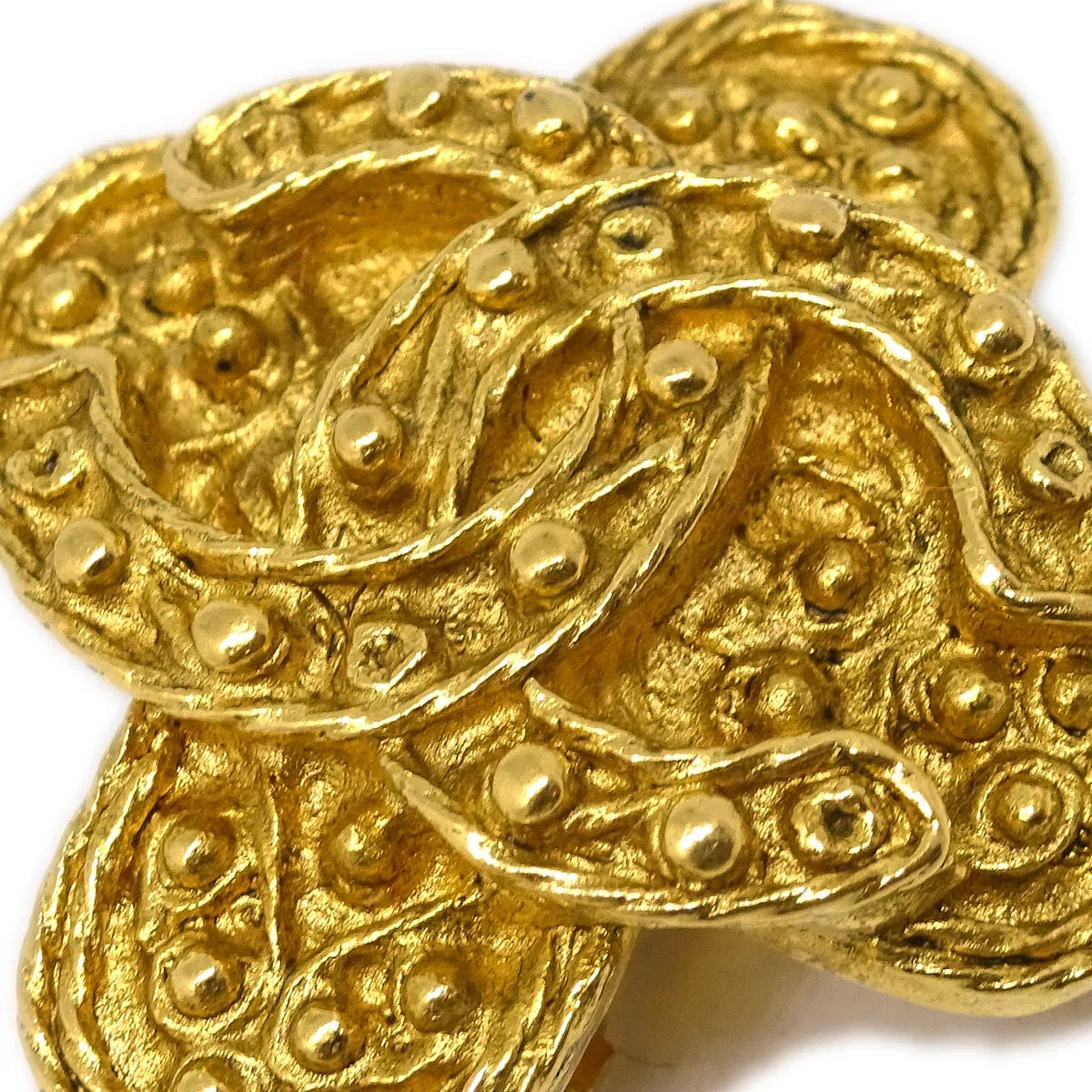 Chanel Clover CC Earrings Clip-On Gold 94A