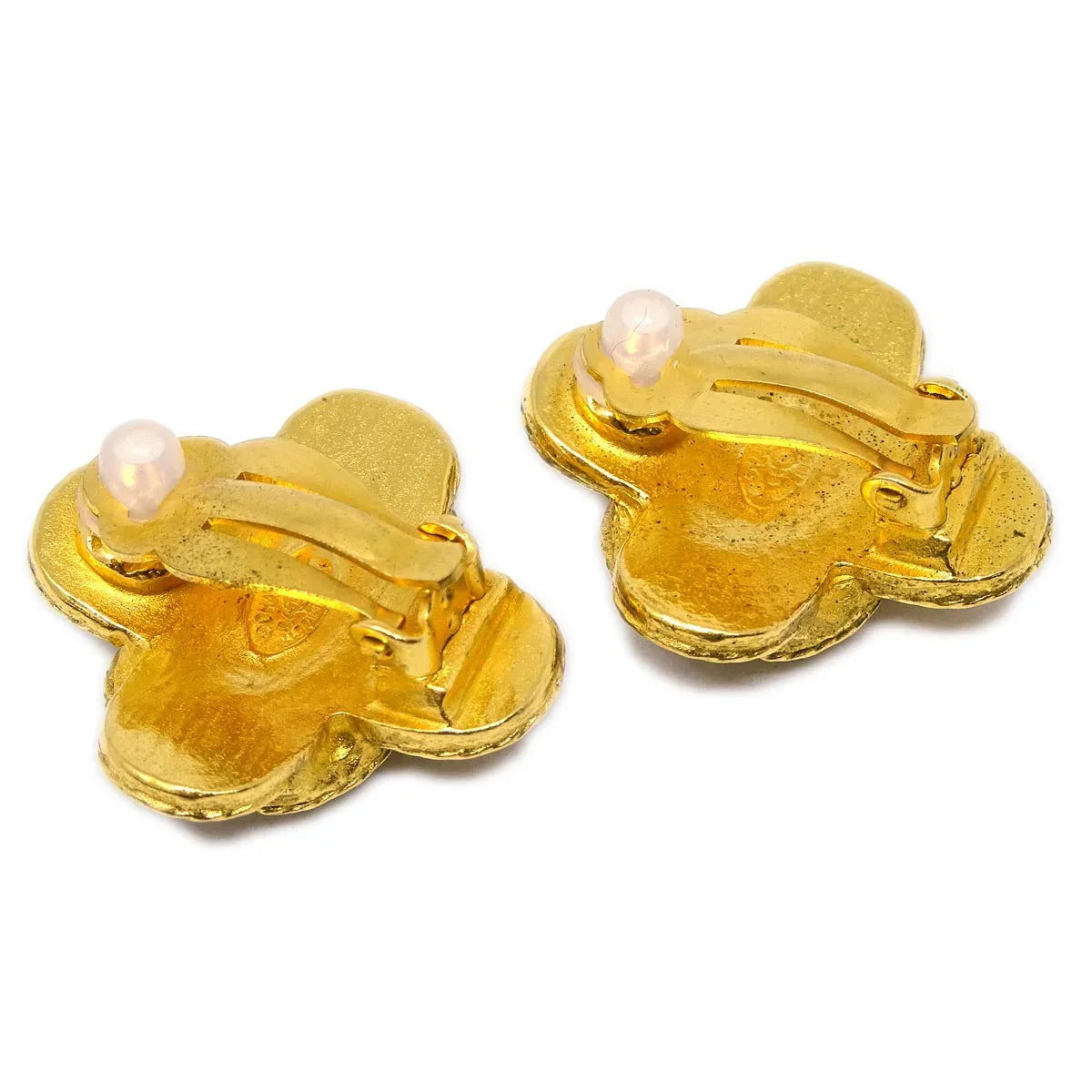 Chanel Clover CC Earrings Clip-On Gold 94A