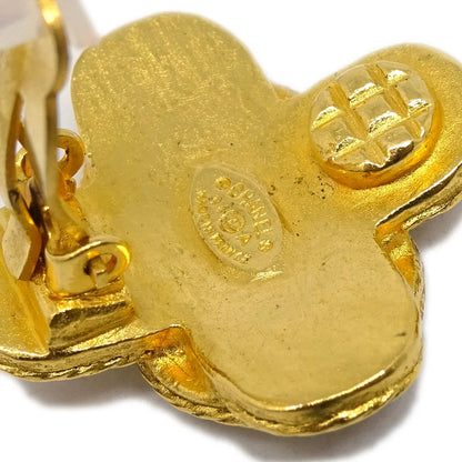 Chanel Clover CC Earrings Clip-On Gold 94A
