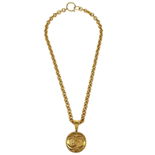 Chanel Gold Medallion Chain Pendant Necklace 94A