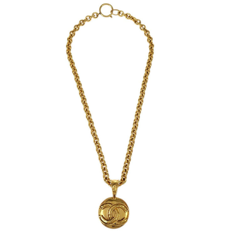 Chanel Gold Medallion Chain Pendant Necklace 94A
