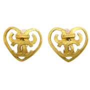 Chanel Gold Heart Earrings Clip-On 95P