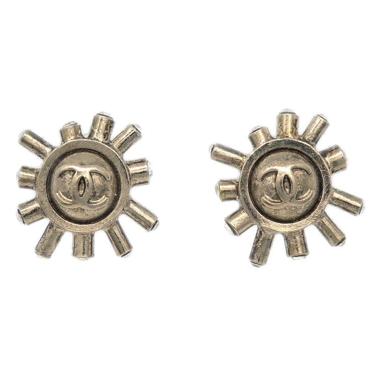 Chanel Piercing Earrings Gold Rhinestone 04A