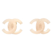 Chanel CC Earrings Clip-On White Acrylic 02P