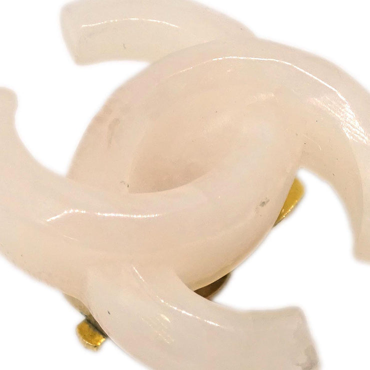 Chanel CC Earrings Clip-On White Acrylic 02P