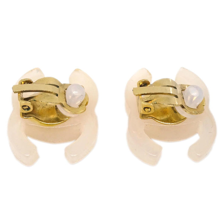 Chanel CC Earrings Clip-On White Acrylic 02P