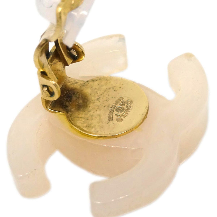 Chanel CC Earrings Clip-On White Acrylic 02P